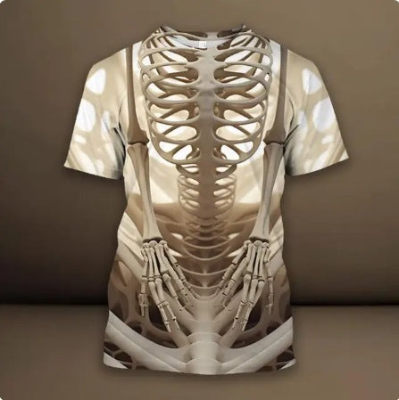 3D-Skull Print T-Shirt