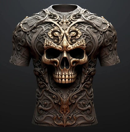 3D-Skull Print T-Shirt