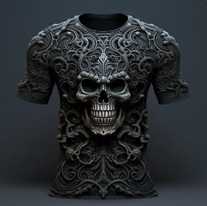 3D-Skull Print T-Shirt