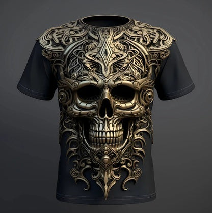 3D-Skull Print T-Shirt