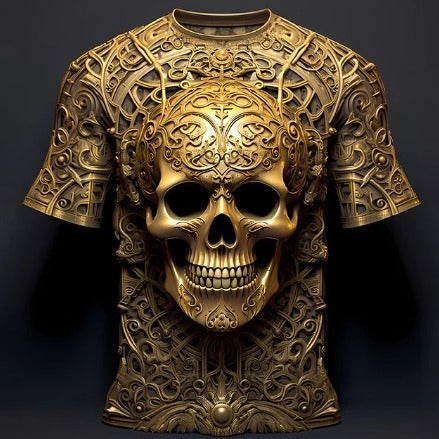 3D-Skull Print T-Shirt