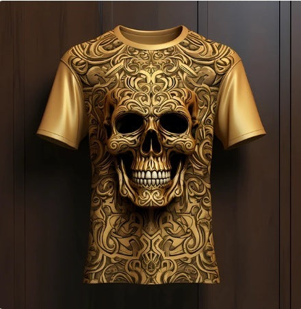 3D-Skull Print T-Shirt